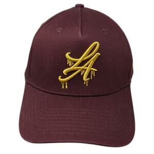 YOUNGLA 5 Panel Red One Size Dripping LA Logo Gold Embroidery Snapback Hat